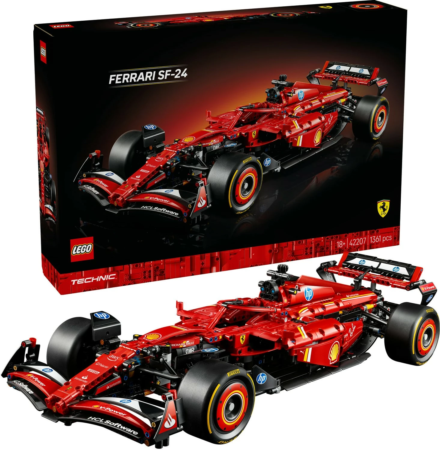 Set ndërtimi LEGO Ferrari SF-24 F1, 1361 pjesë, plastikë, shumëngjyrësh