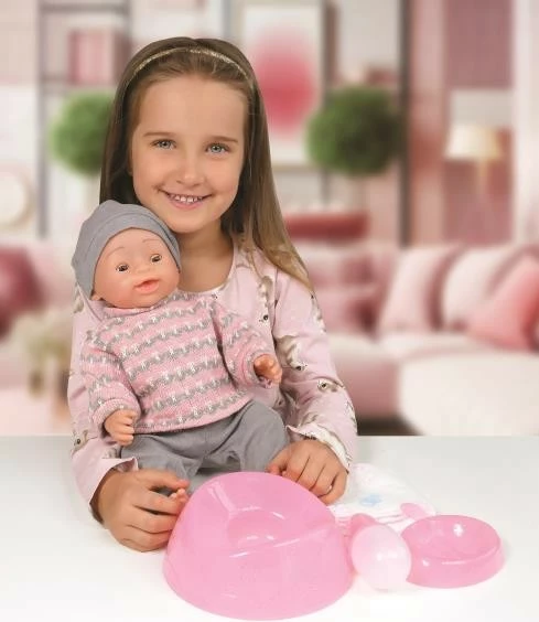 Kukull interaktive Natalia, Artyk 170645, 43 cm, me funksion urinimi, me aksesorë, rozë/gri
