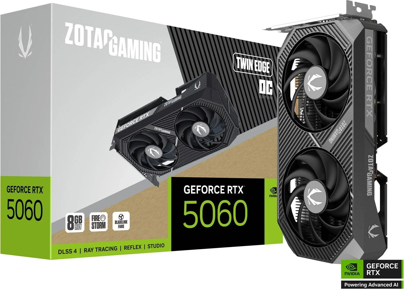 Kartelë grafike ZOTAC GAMING GeForce RTX 5060 Twin Edge OC, 8 GB GDDR7, e zezë