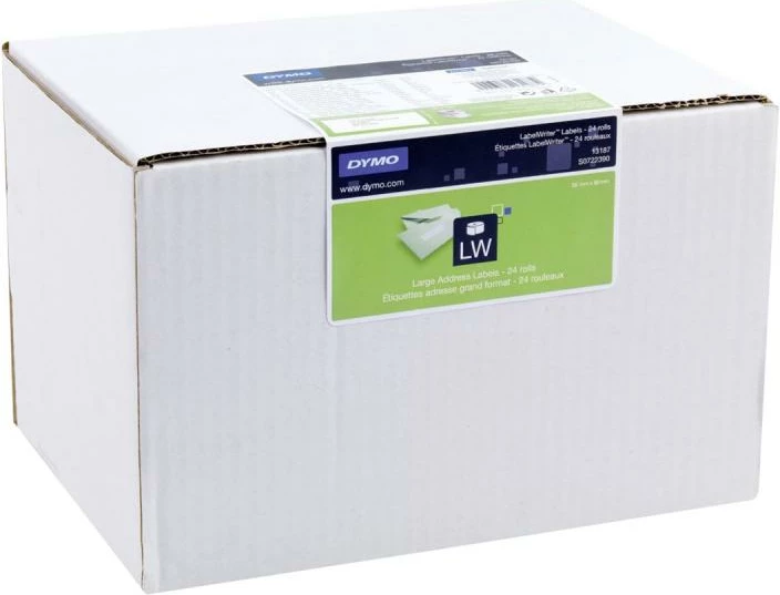 Etiketa adrese të mëdha, Dymo, LW 13187 (S0722390), kompatibile me LabelWriter, 24x rrotulla, të bardha