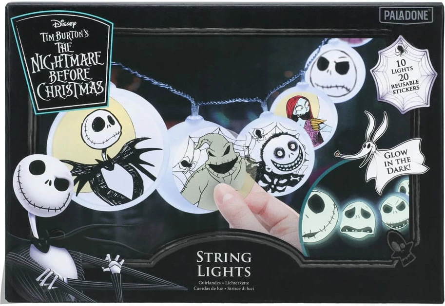 Drita dekorative me varg Paladone The Nightmare Before Christmas 1.3 m, 10 drita, 20 stikera