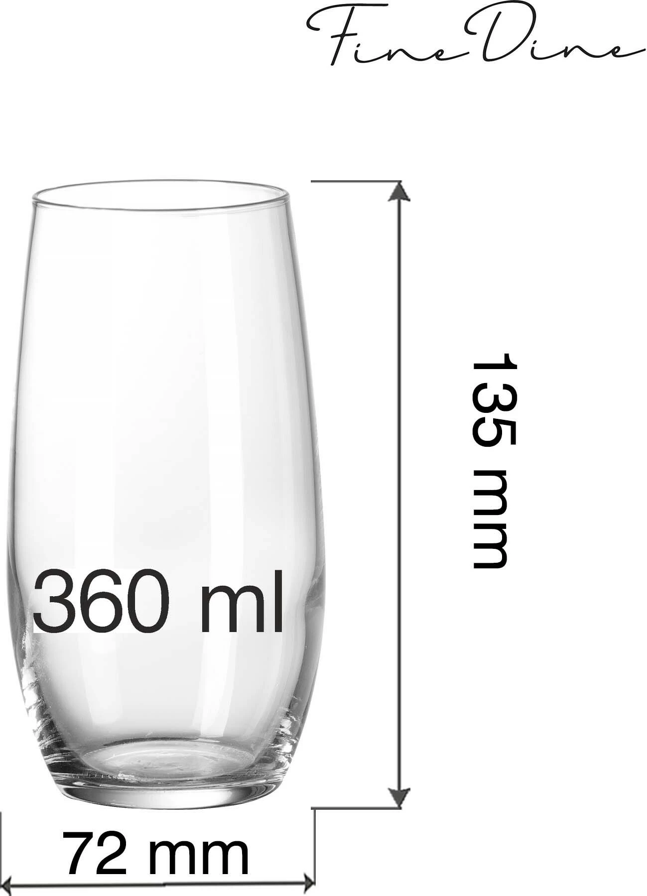 Gotë highball Fine Dine Cantare 360 ml transparente, set 6 copë