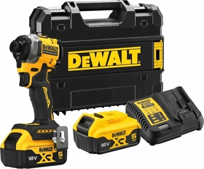 Vidhosëse impakti DeWalt DCF850P2T 18 V XR, 208 Nm, 2x 5 Ah, me karikues, me kuti TSTAK, verdhë/zi