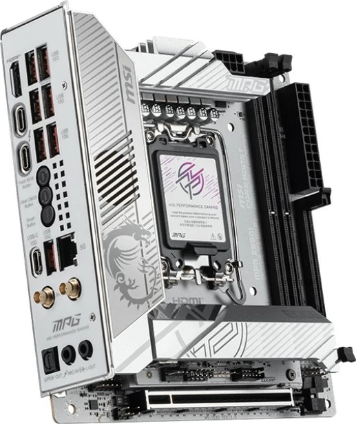Pllakë amë MSI MPG Z890I EDGE TI WIFI, Intel, LGA 1851, 128 GB, DDR5-SDRAM, Bardhë