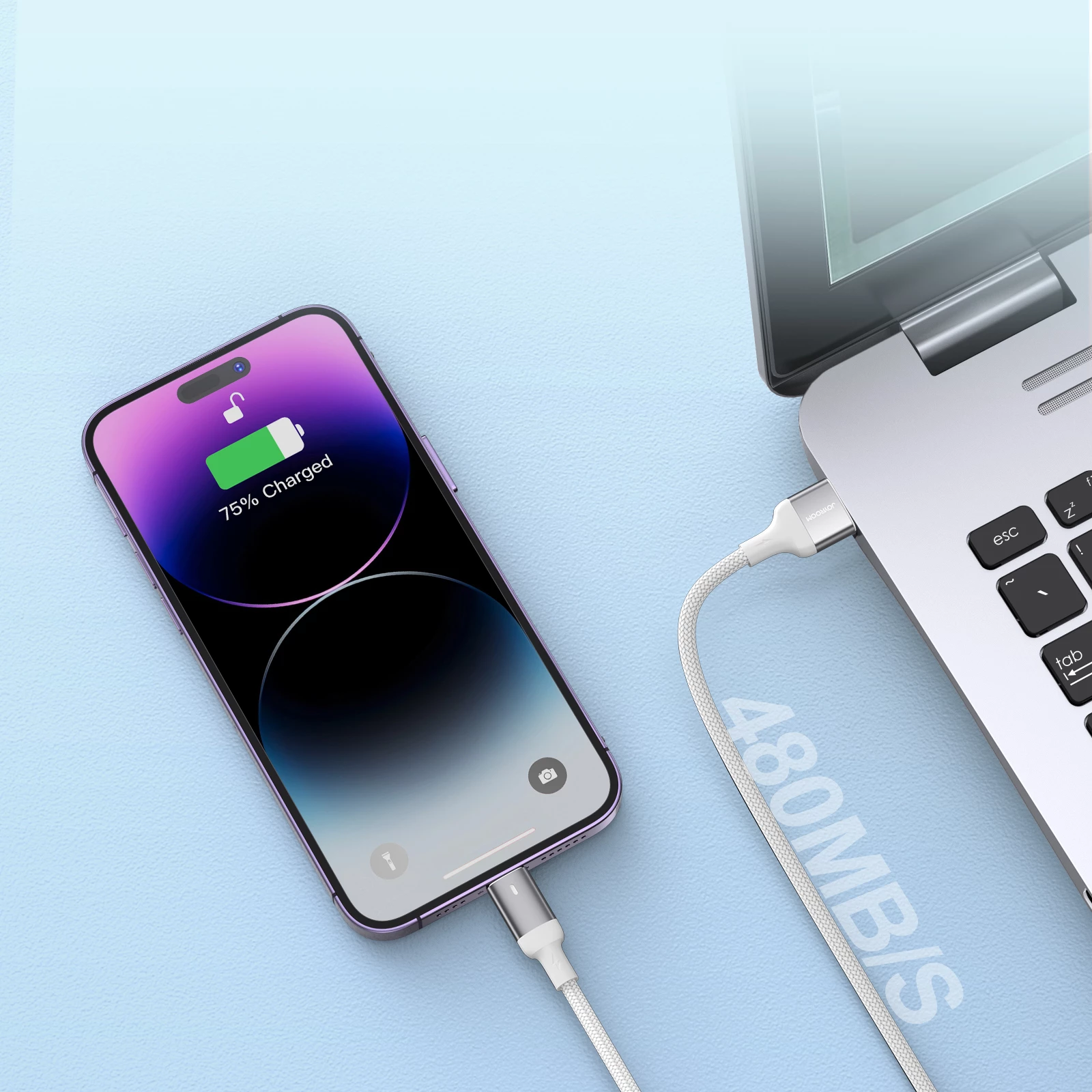 Kabllo USB‑C në Lightning, Joyroom Extraordinary Series A10 S-CL020A10W, PD 20W, 1.2 m, USB 2.0 480 Mbps, LED, e bardhë