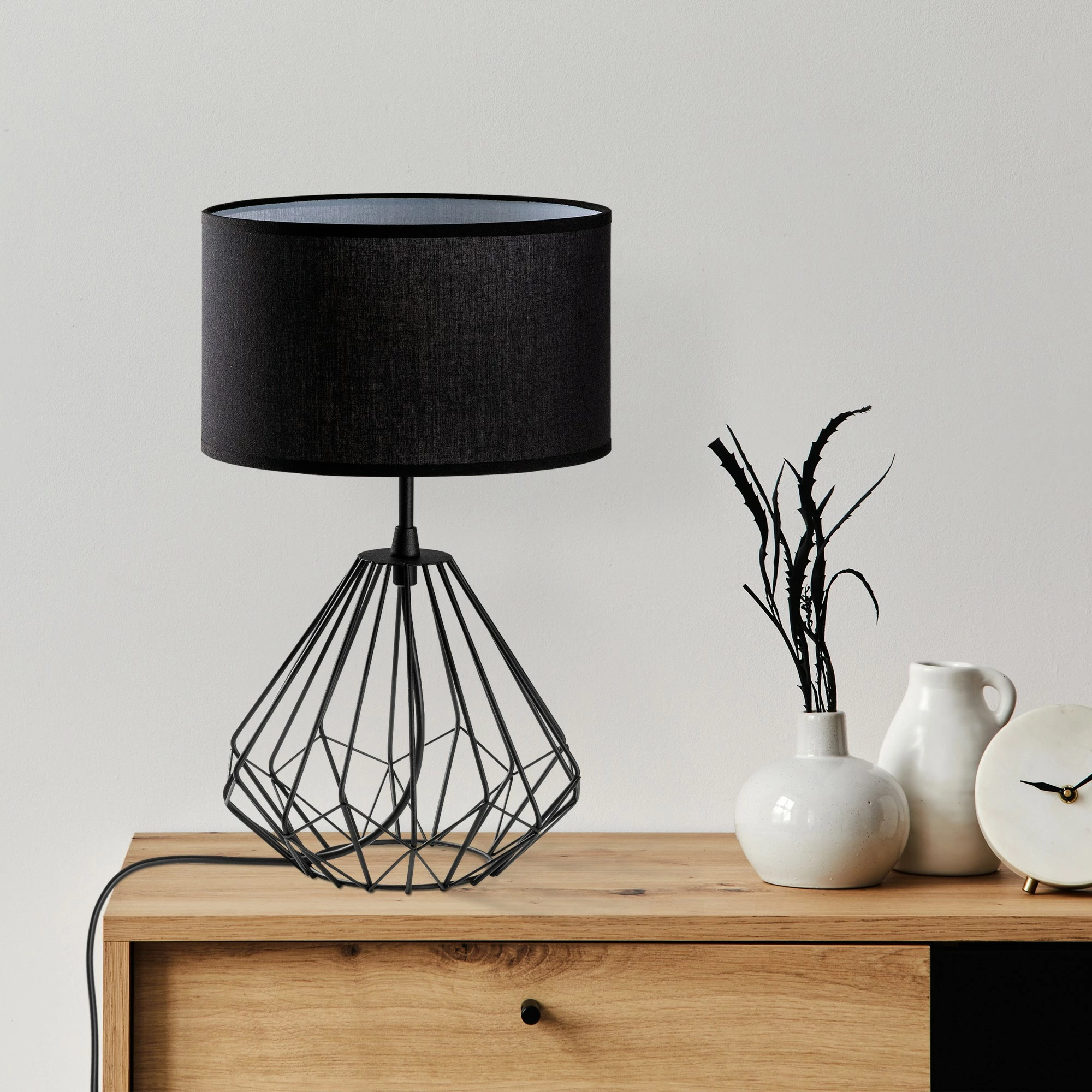 Set llambash tavoline, Opviq Diamond, S-705, 2 copë, ngjyrë e zezë