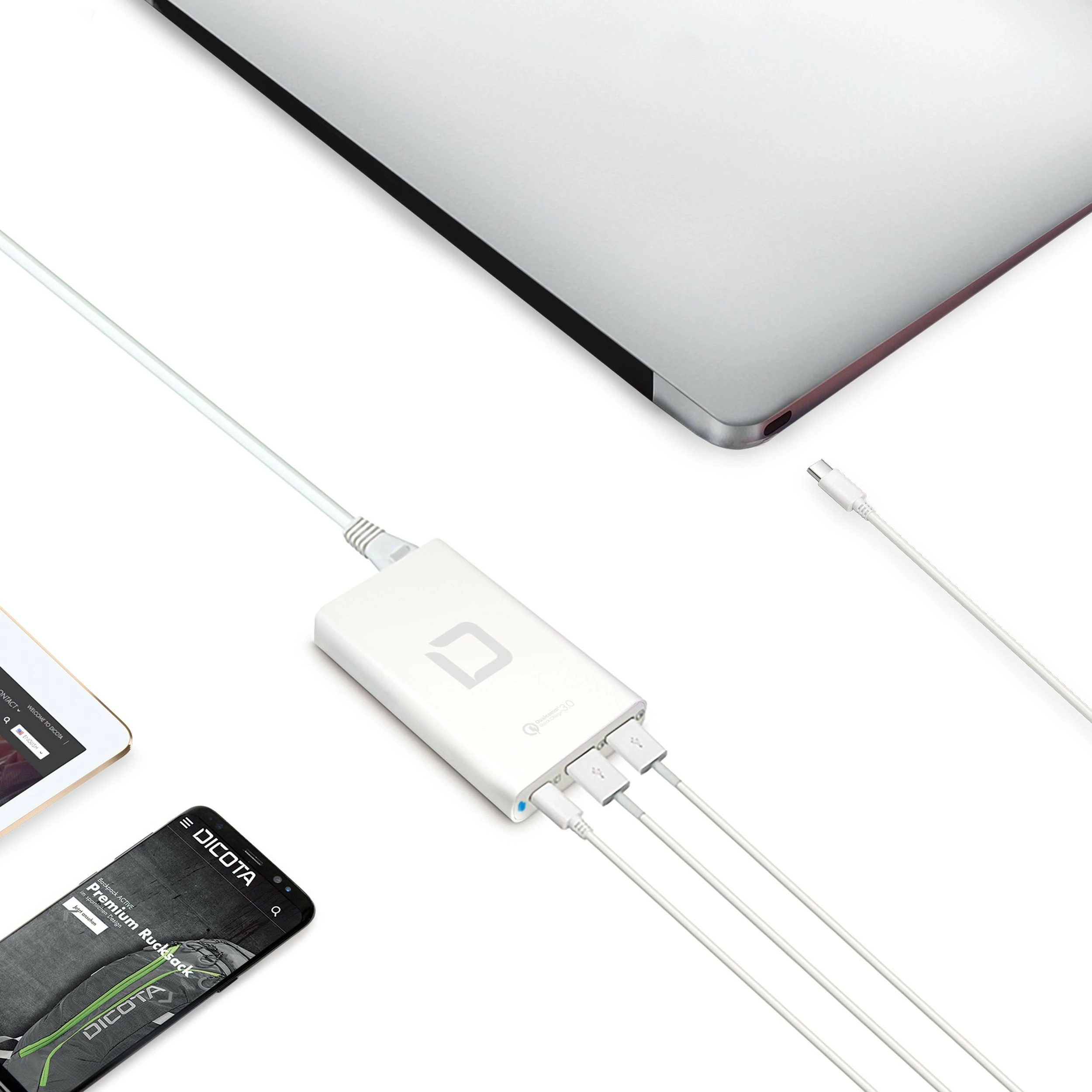 Karikues universal Dicota USB-C 40W, i bardhë