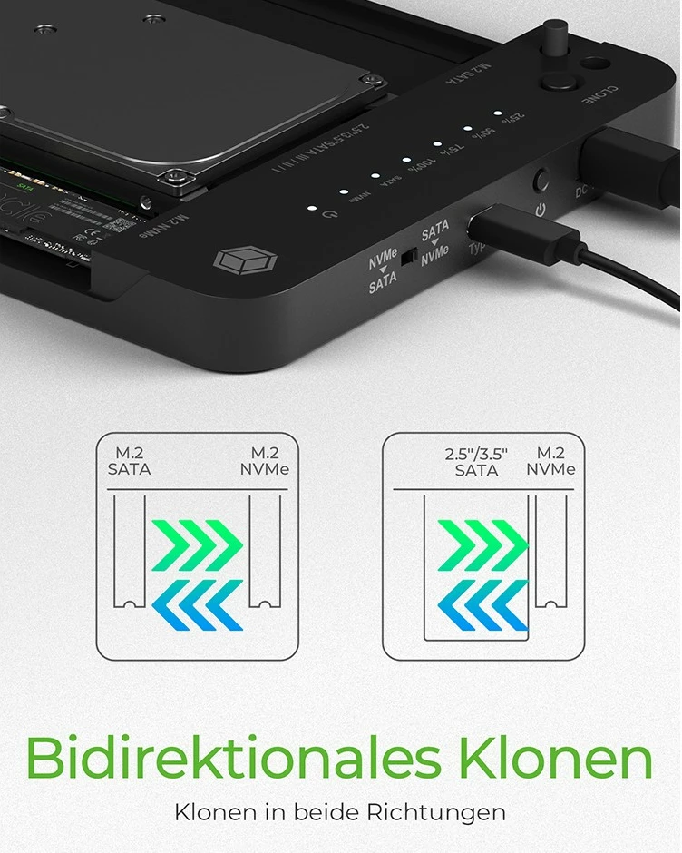 Docking station ICY BOX IB-2915MSCL-C31, klonim HDD/SSD, USB 3.2 Gen 2, i zi