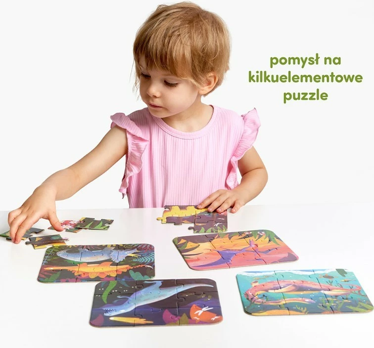 Puzzle për fëmijë CzuCzu Fantastic Dinosaurs, 45 pjesë, shumëngjyrëshe, set prej 5 copësh