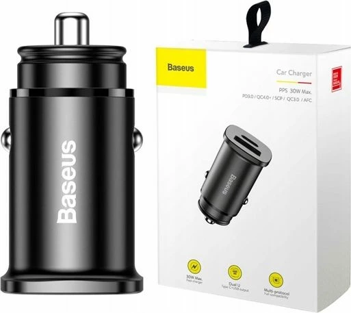 Karikues veture Baseus Square PPS CCALL-AS01 30 W max 2 porta (1x USB-A, 1x USB-C) i zi
