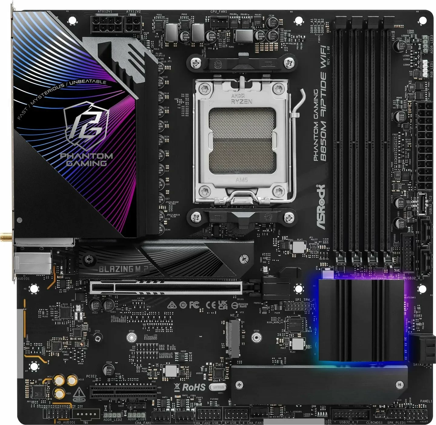 Pllakë amë ASRock B850M Riptide WiFi, Micro ATX, DDR5 deri 256GB, e zezë