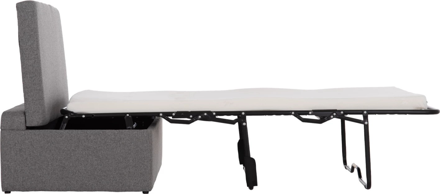 Stool me shtrat palosës dhe dyshek INGE, material gri, 166x75x40cm