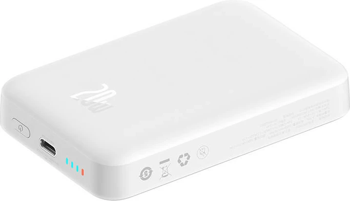 Powerbank Baseus Magnetic Mini 10000mAh, USB-C 20W, MagSafe, e bardhë