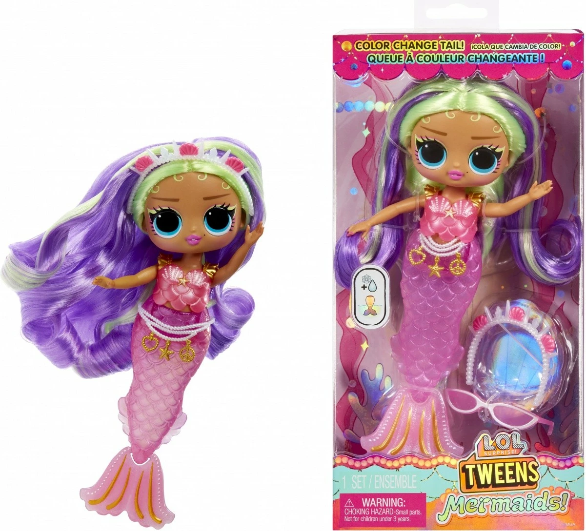 Kukull L.O.L. Surprise Tweens Mermaid Cleo Cove, me bisht që ndryshon ngjyrë