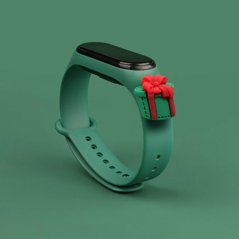 Rrip silikoni Hurtel për Xiaomi Mi Band 3/4, temë Krishtlindjesh, i gjelbër
