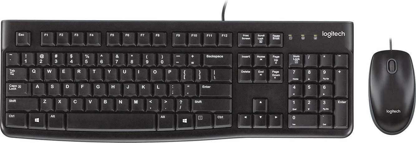 Tastierë dhe Maus Logitech MK120, Full-size, Wired, USB, QWERTY, Ngjyrë e zezë