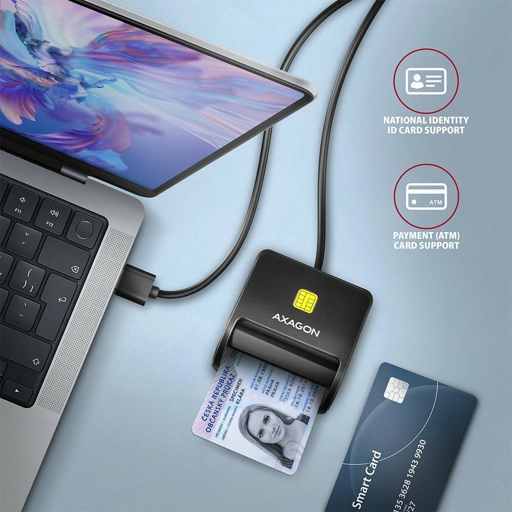 Lexues kartele Smart/ID Axagon CRE-SM3N USB 2.0, i zi