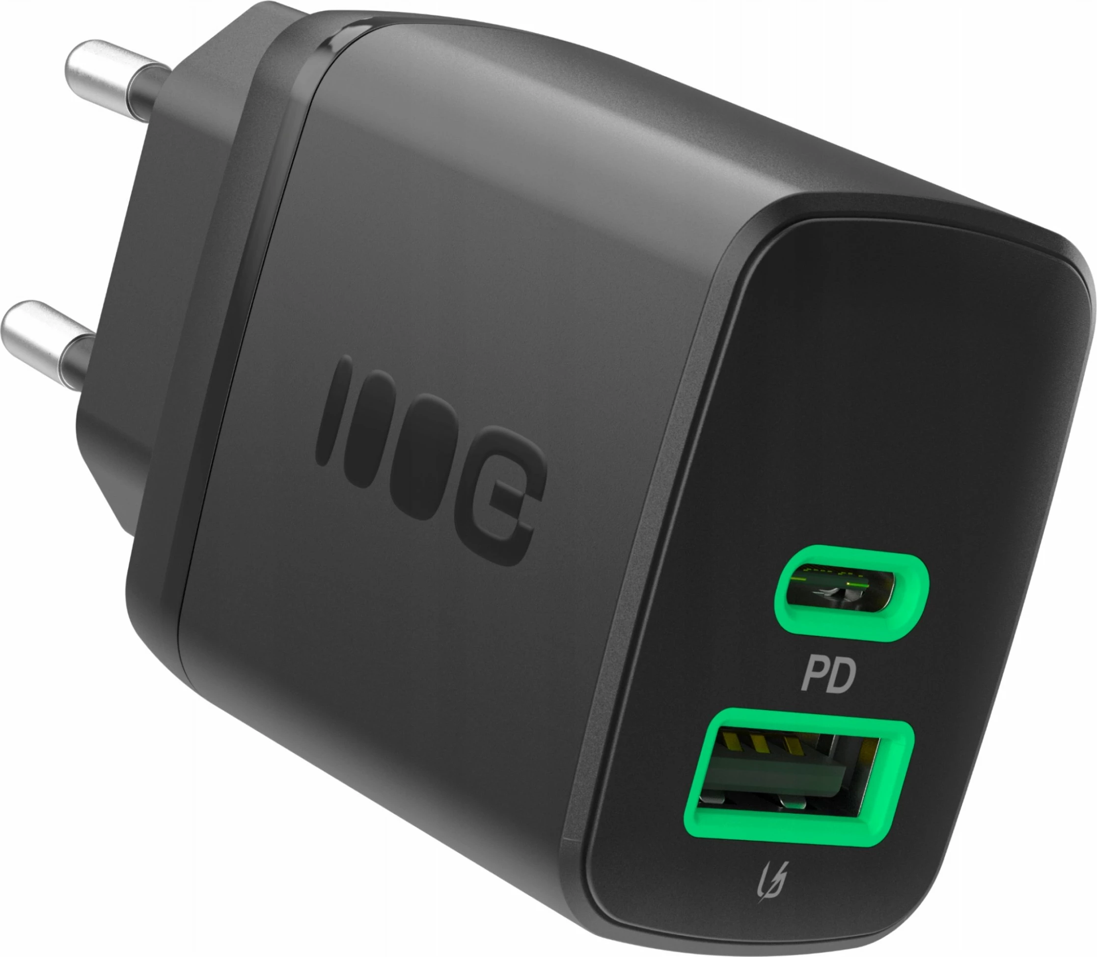Karikues rrjeti Green Cell PowerSource Duo30 CHARB-GC-30AC-B 30W, 1x USB-A/1x USB-C, PD 3A, i zi