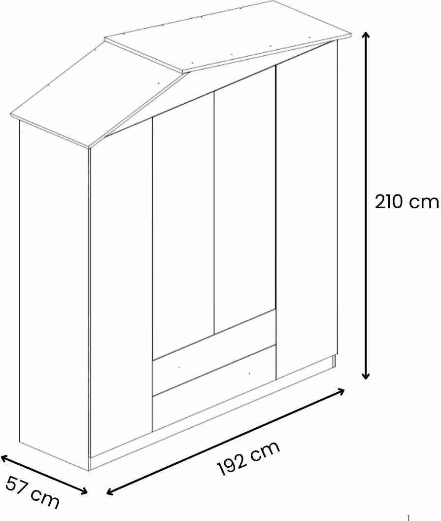 Dollap me 4 dyer, ngjyrë gri, Skye Decor, Ayder