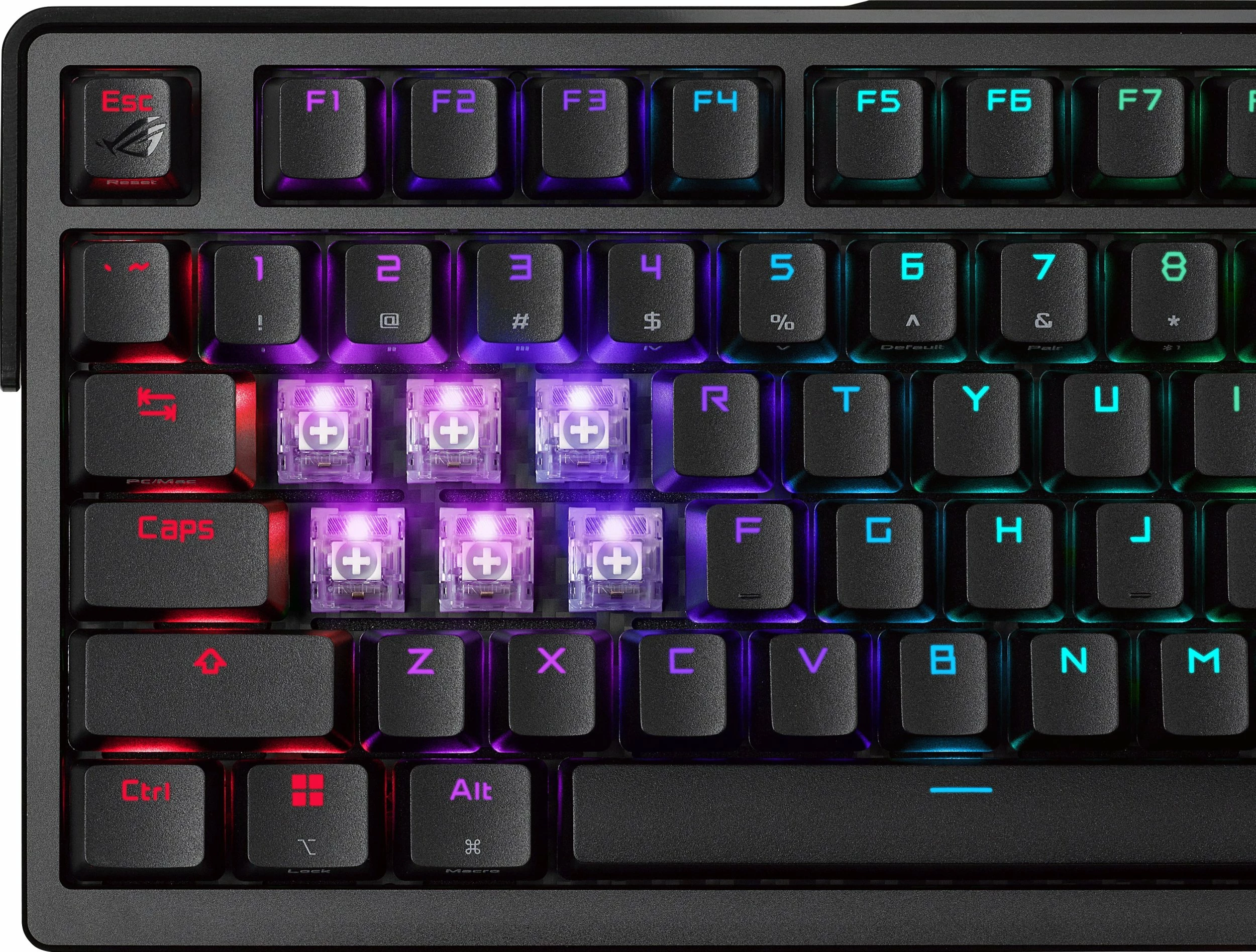Tastierë gaming mekanike Asus ROG Azoth Extreme 90MP03MA-BKDA01, 75%, NX Snow, RGB, DE layout, me ekran OLED, e zezë, me mbështetëse kyçi