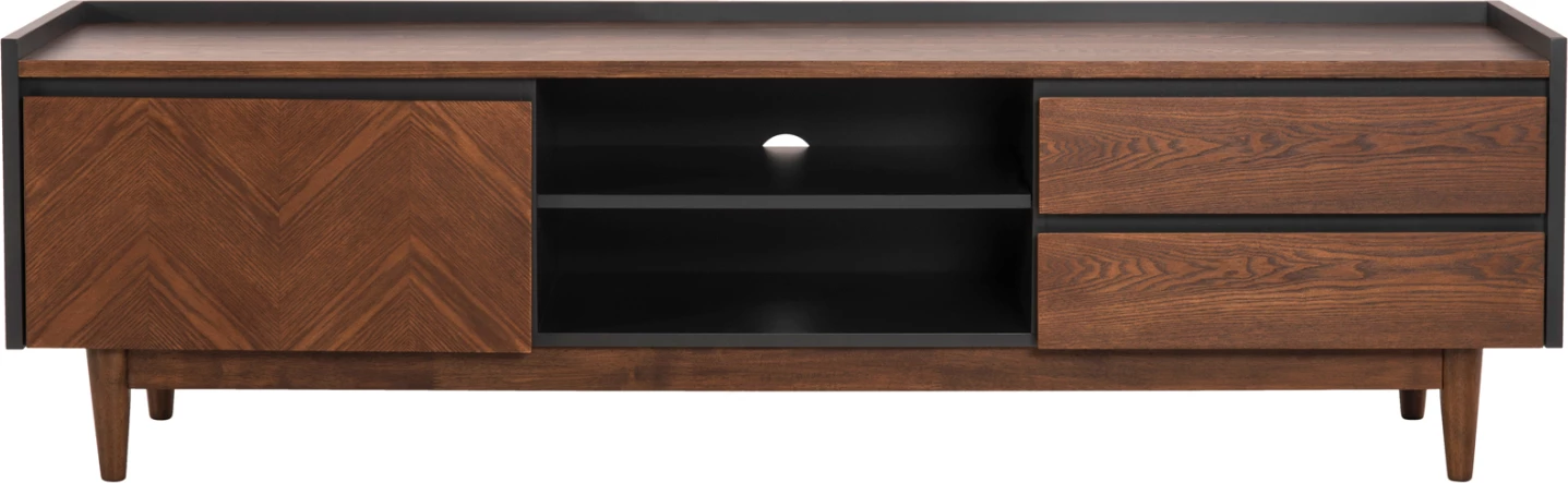 Dollap TV VEEN MDF me finiturë arre, ngjyrë arre dhe gri e errët, 170x40x50 cm