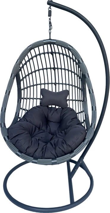 Karrige varëse Cungo me bazë metali - ratan gri 125x105x195cm