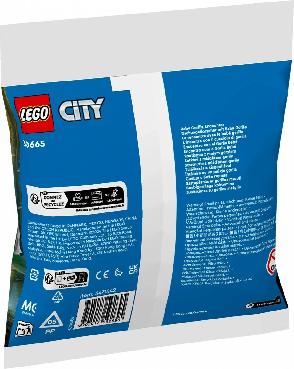 Set lodrash LEGO City 30665 Encounter with a Little Gorilla, 34 pjesë, plastikë