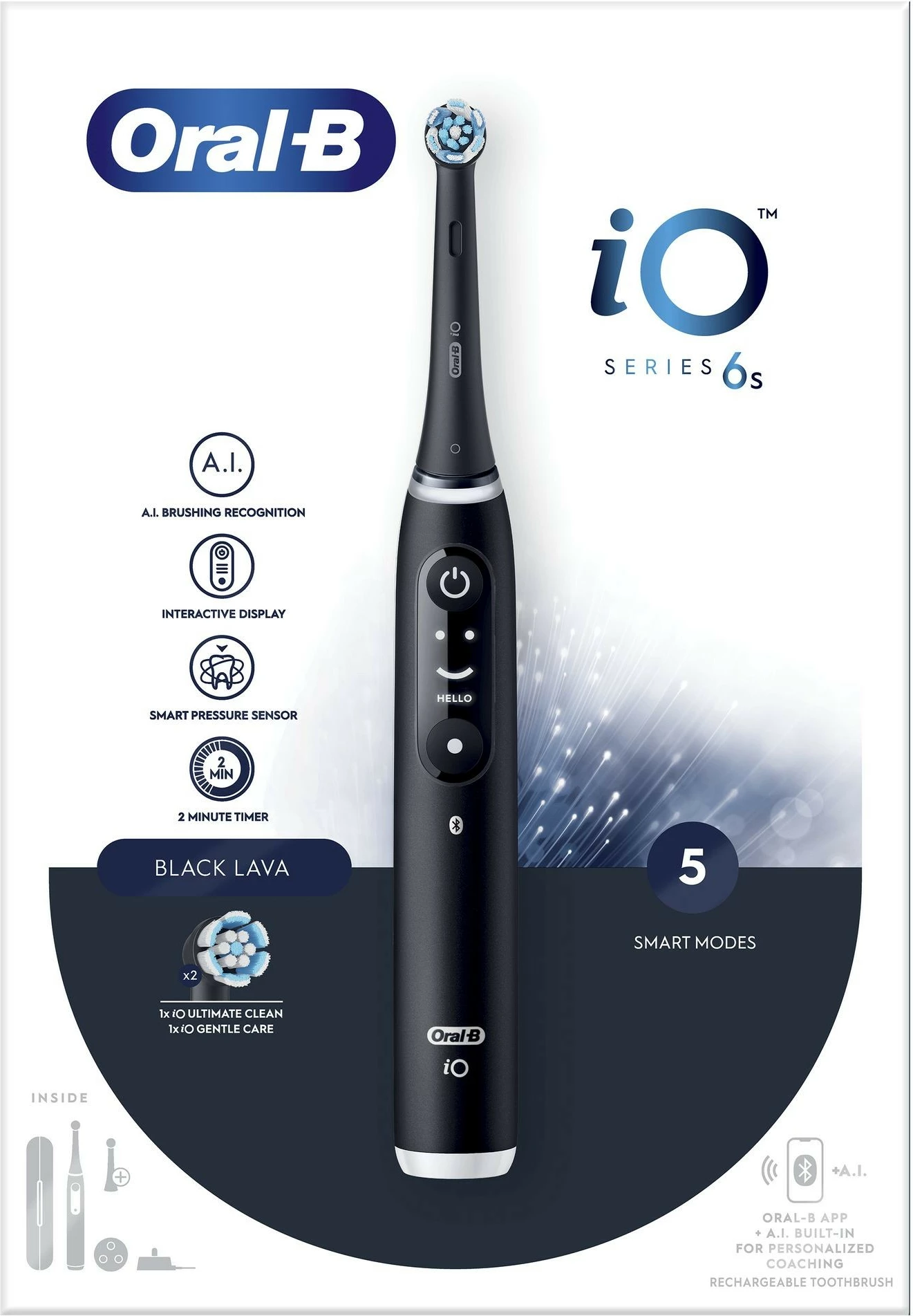 Furçë dhëmbësh elektrike Oral-B iO 6, 5 mënyra, e zezë