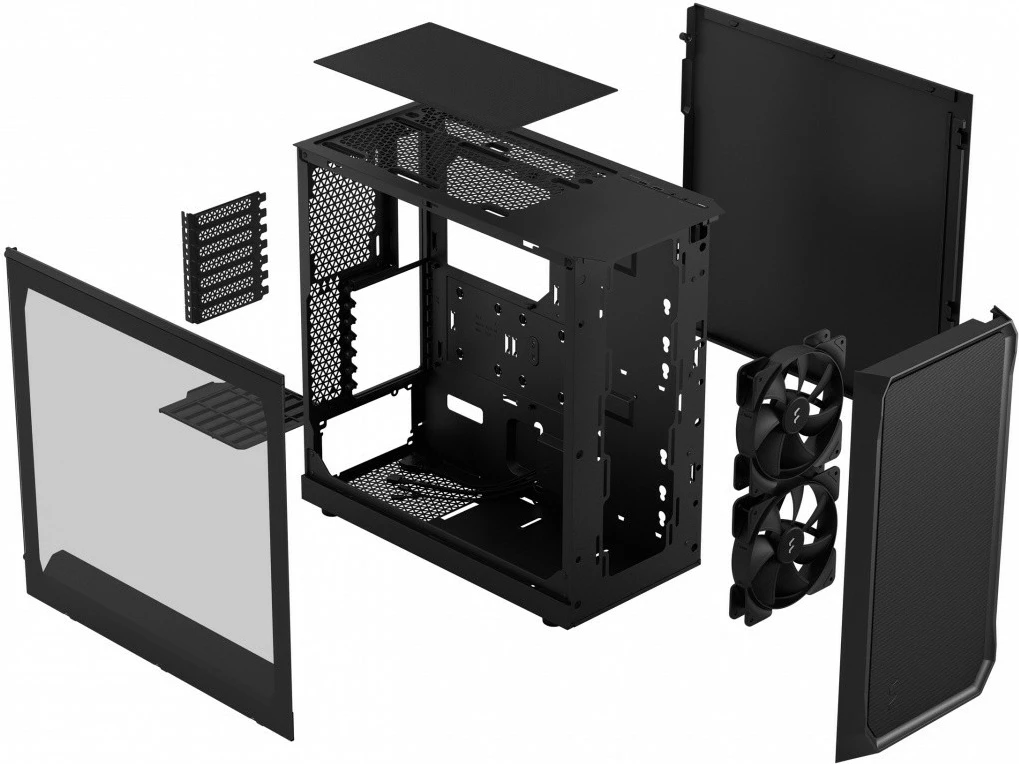 Kasë Fractal Design Focus 2, Midi Tower, ATX/Micro ATX/Mini ITX, Tempered Glass, e zezë
