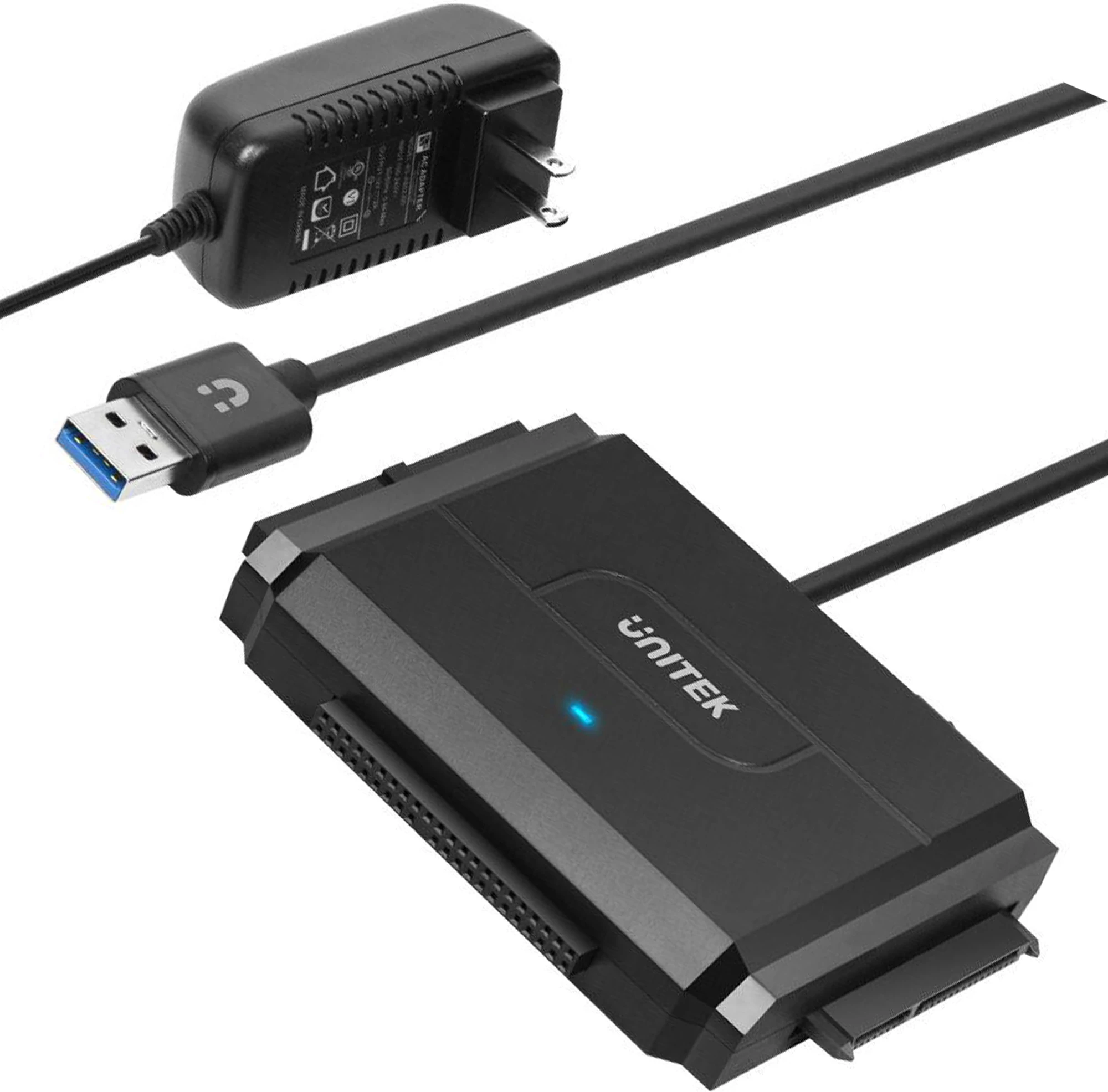 Adapter USB Unitek Y-3324 për IDE/SATA, USB 3.1 Gen 1 5Gbps, i zi, set me kabllo dhe adapter rryme 12V/2A