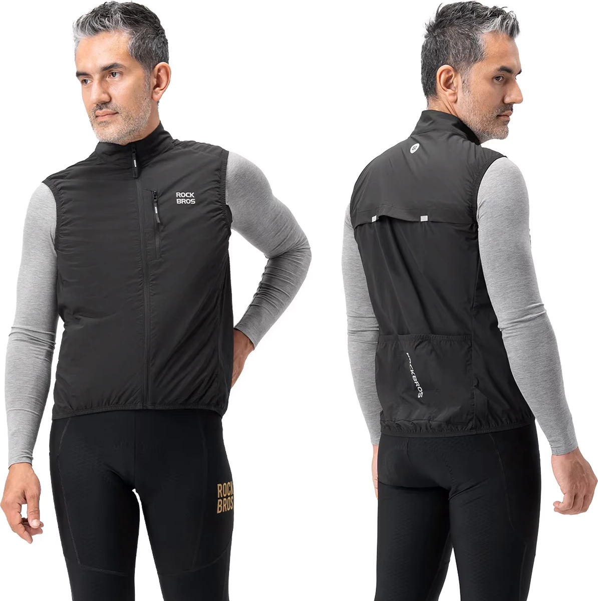 Jelek termik për çiklizëm Rockbros MJ012, kundër erës, me mesh breathable, palosshëm, XXXL, i zi