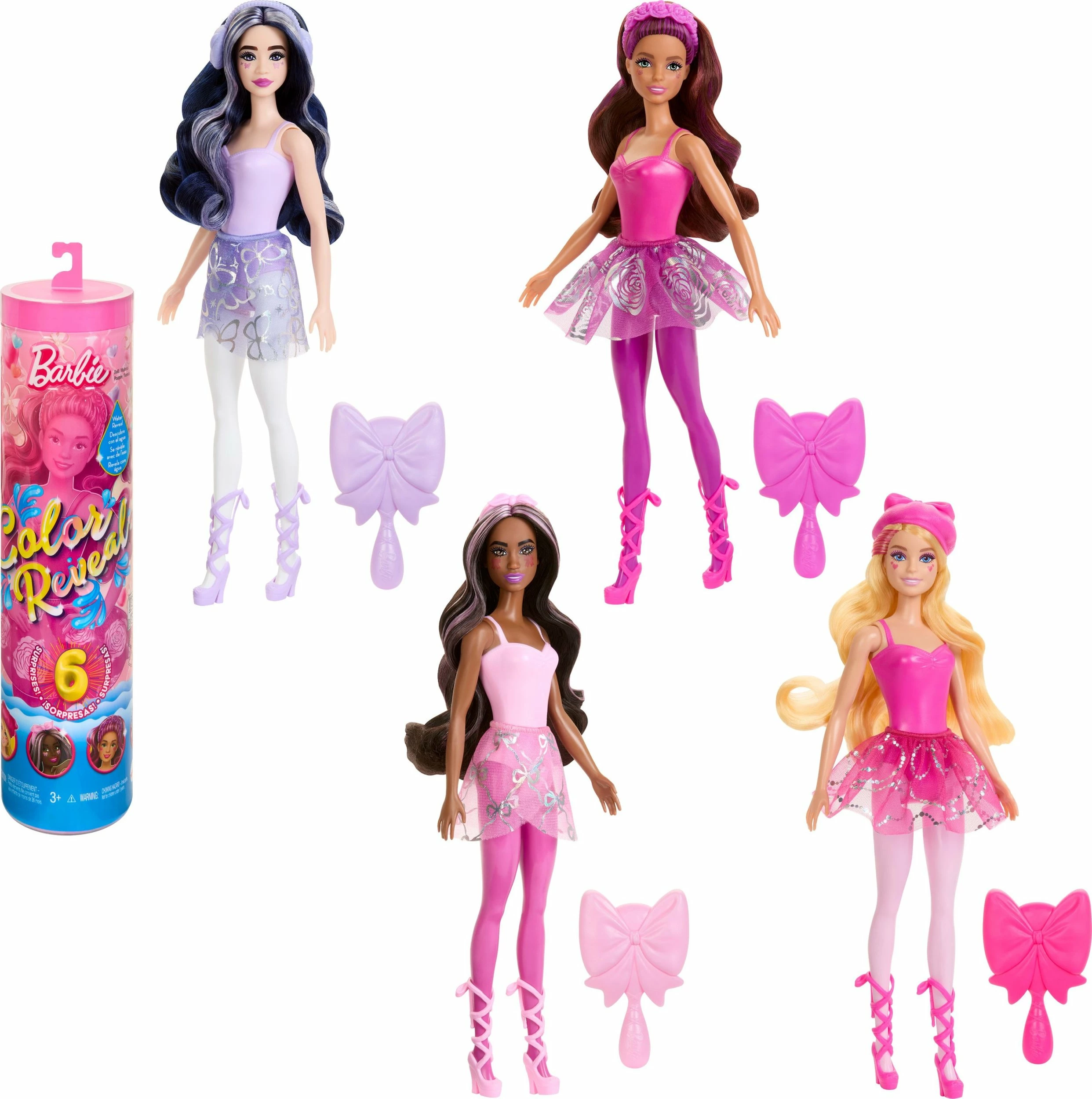 Kukull Barbie Mattel Color Reveal Ballet Series HRK17, set me aksesorë (6 surpriza)