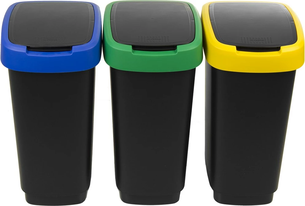 Kosh plehrash Rotho Twist, 3 x 25L, i zi me kapak ngjyrë