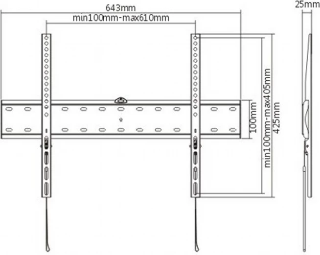 Mbajtës muri për TV Gembird WM-70F-01, 37-70 inç, Çelik, i zi