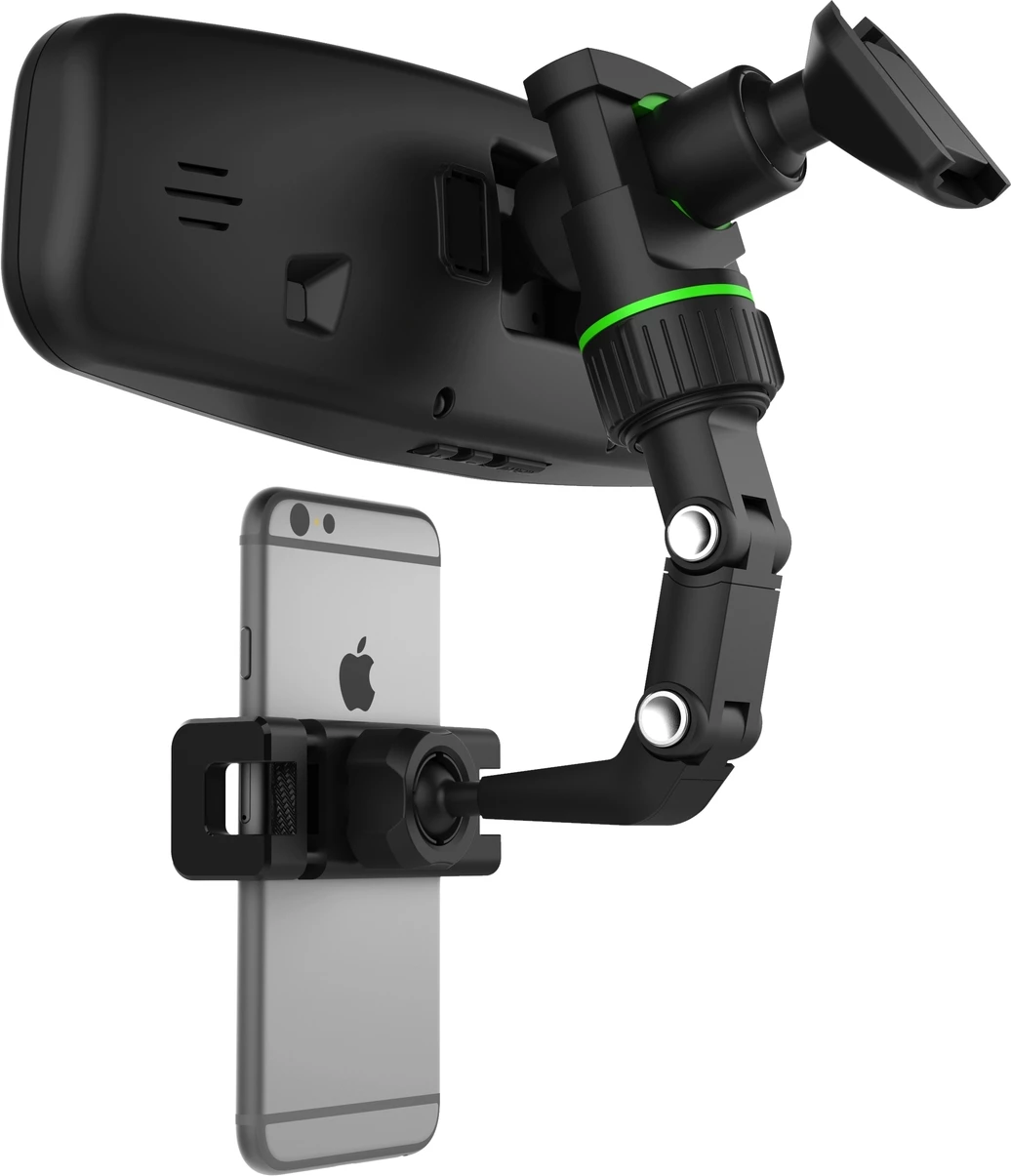 Mbështjellës për celular Hurtel, për pasqyrë të makinës, i rregullueshëm, i zi/gjelbër