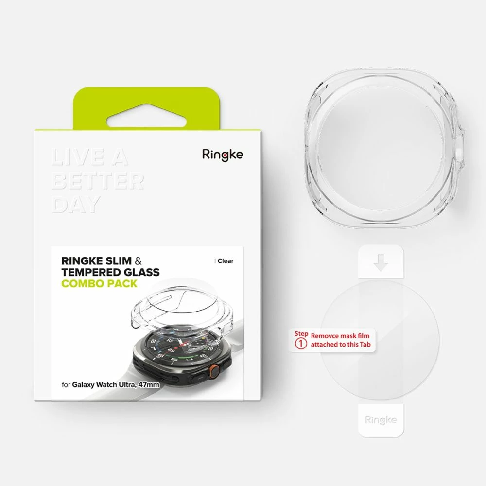 Mbështjellës + xham i temperuar Ringke për Samsung Galaxy Watch Ultra 47mm, Transparent