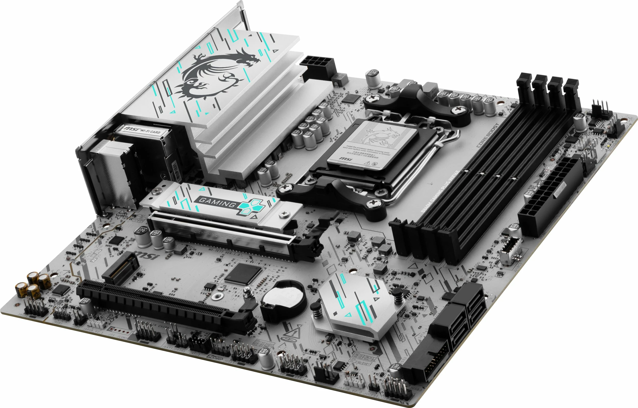Pllakë amë MSI B840M GAMING PLUS WIFI6E AM5 Micro-ATX DDR5 Wi‑Fi 6E Bardhë/Gri