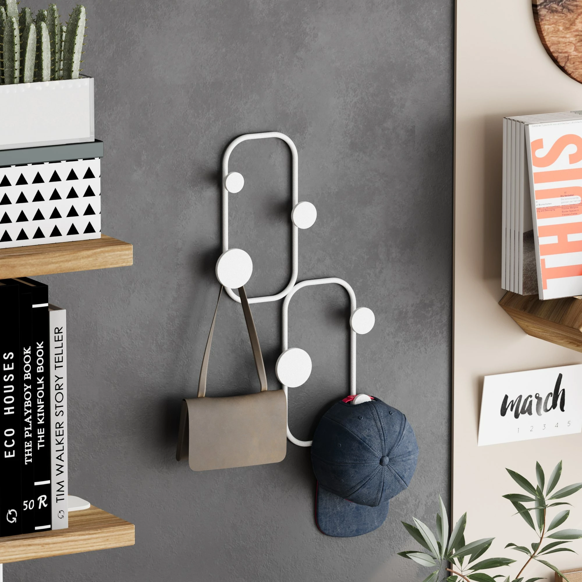 Varëse muri metalike Wallity, model buburreci, e bardhë