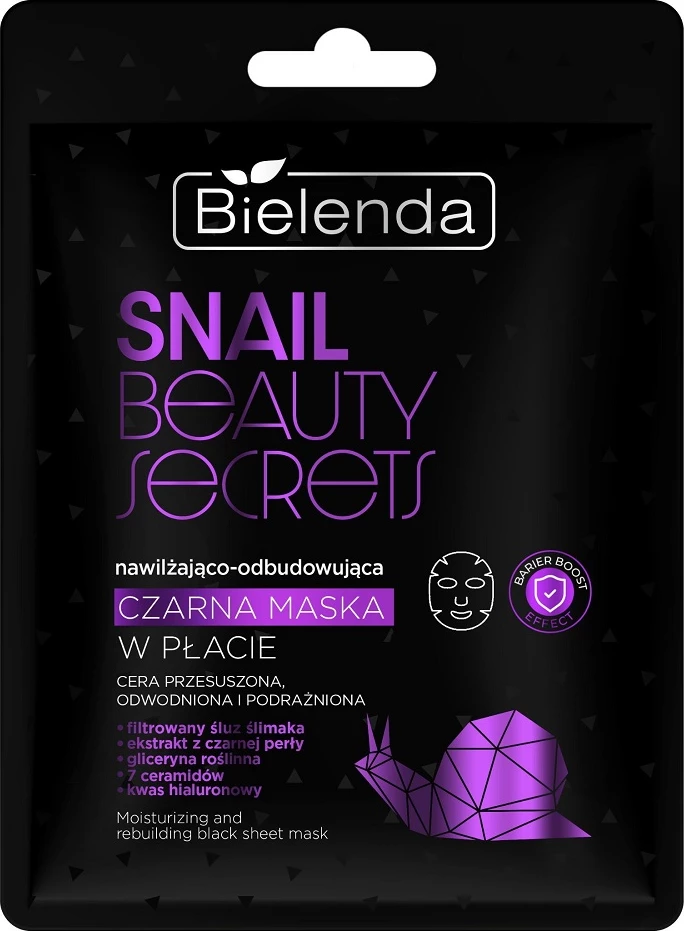 Maskë për fytyrë Bielenda Snail Beauty Secrets për femra Black Sheet Mask 1 copë