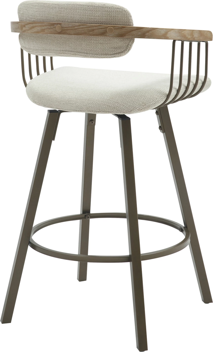 Karrige për bar rrotulluese LANG FH9990.01, metal ngjyrë bakri antik, pëlhurë ecru, 51.5x48.5x89.5H cm