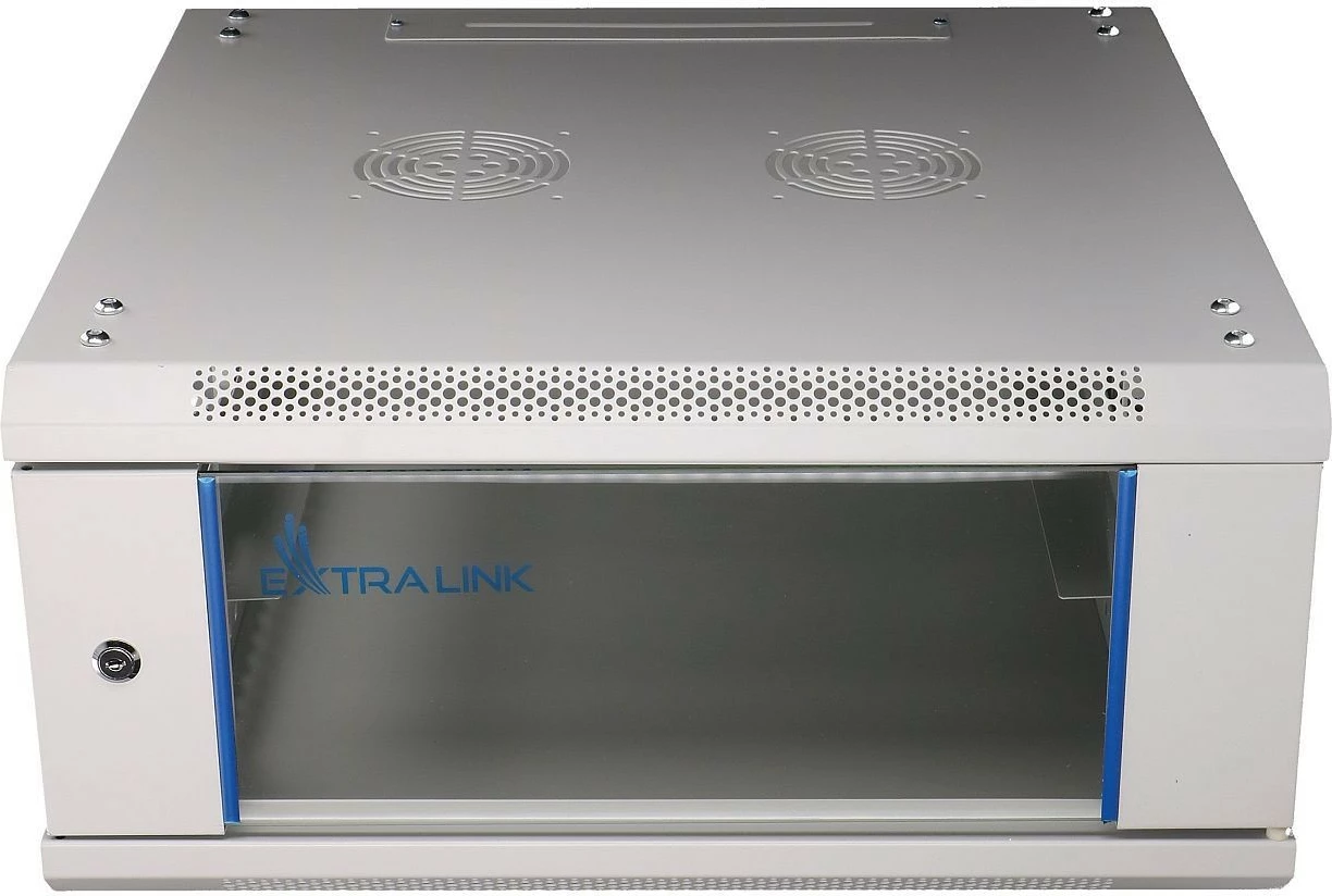 Kasë muri Extralink EX.8543, 4U, 600x600, xham, gri