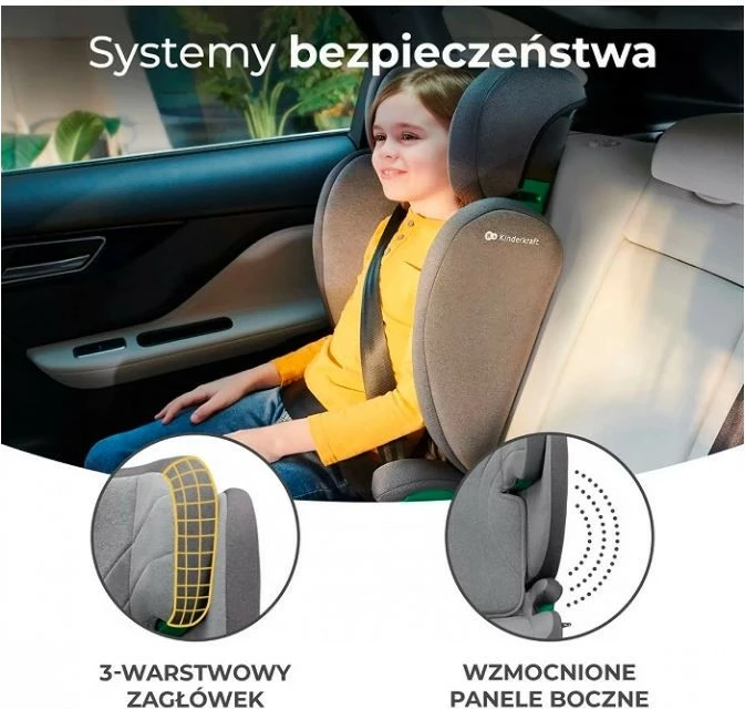 Ulëse makine për fëmijë Kinderkraft JUNIOR FIX 2 i-Size, 100-150 cm, Gri