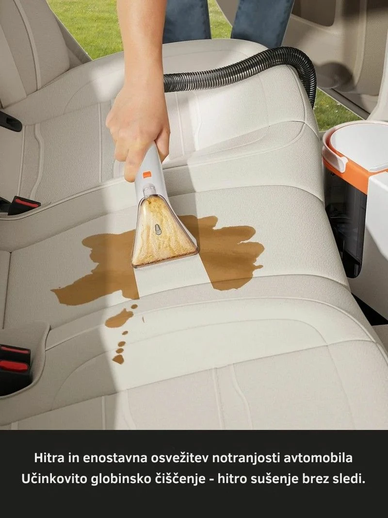 Pastrues i thellë me ujë të nxehtë për qilima dhe tapiceri Uwant B300 Pro 18000 Pa 600 W depo 1.2/1.4 L, me aksesorë + pastrues tekstili 500 ml, bardhë/portokalli