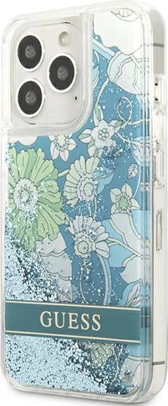 Mbështjellës Guess Flower Liquid Glitter për iPhone 13 Pro Max 6.7", Gjelbër