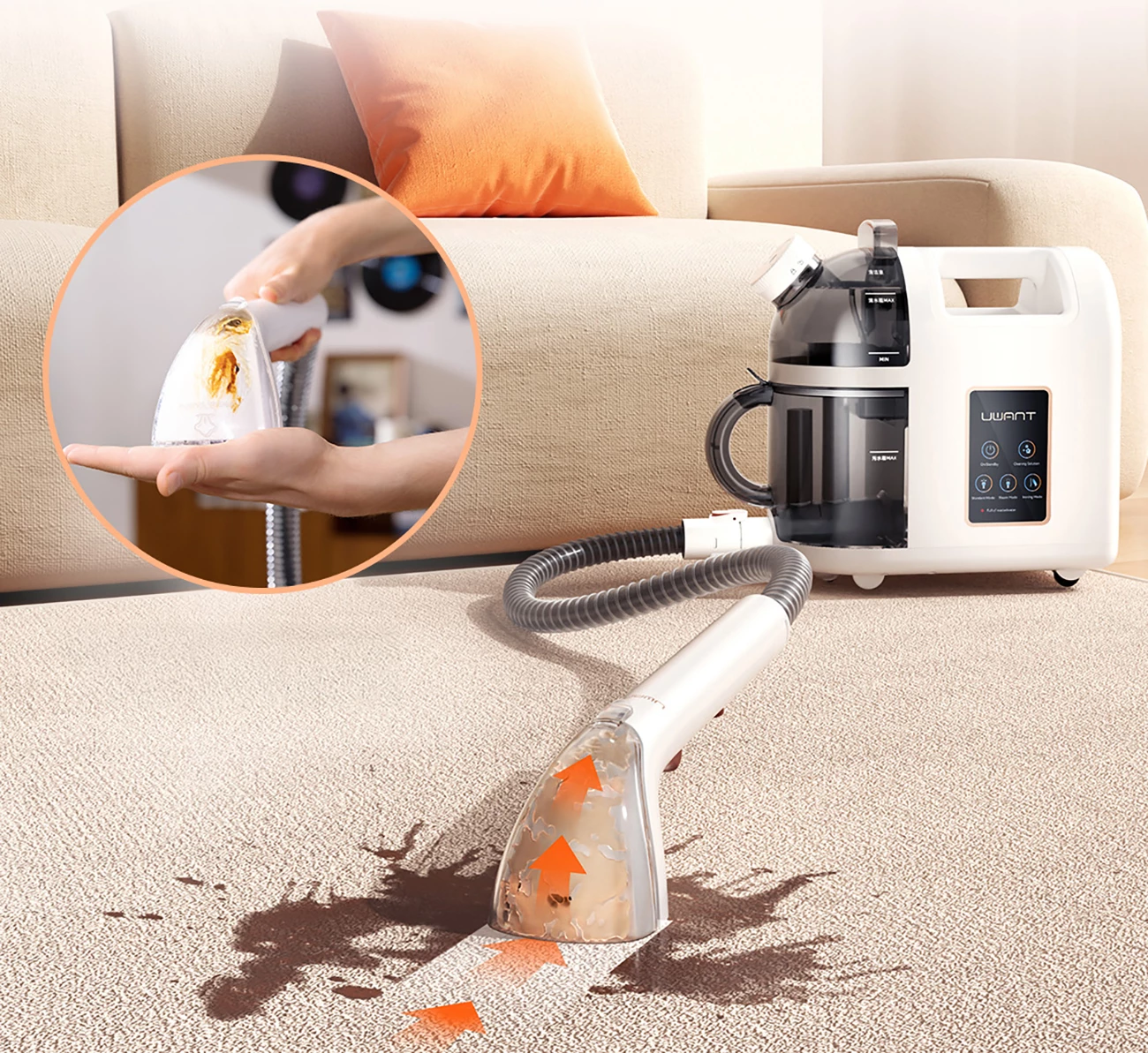 Fshesë me avull dhe ujë UWANT B200, 12000Pa, 1900W, e bardhë, set aksesorësh