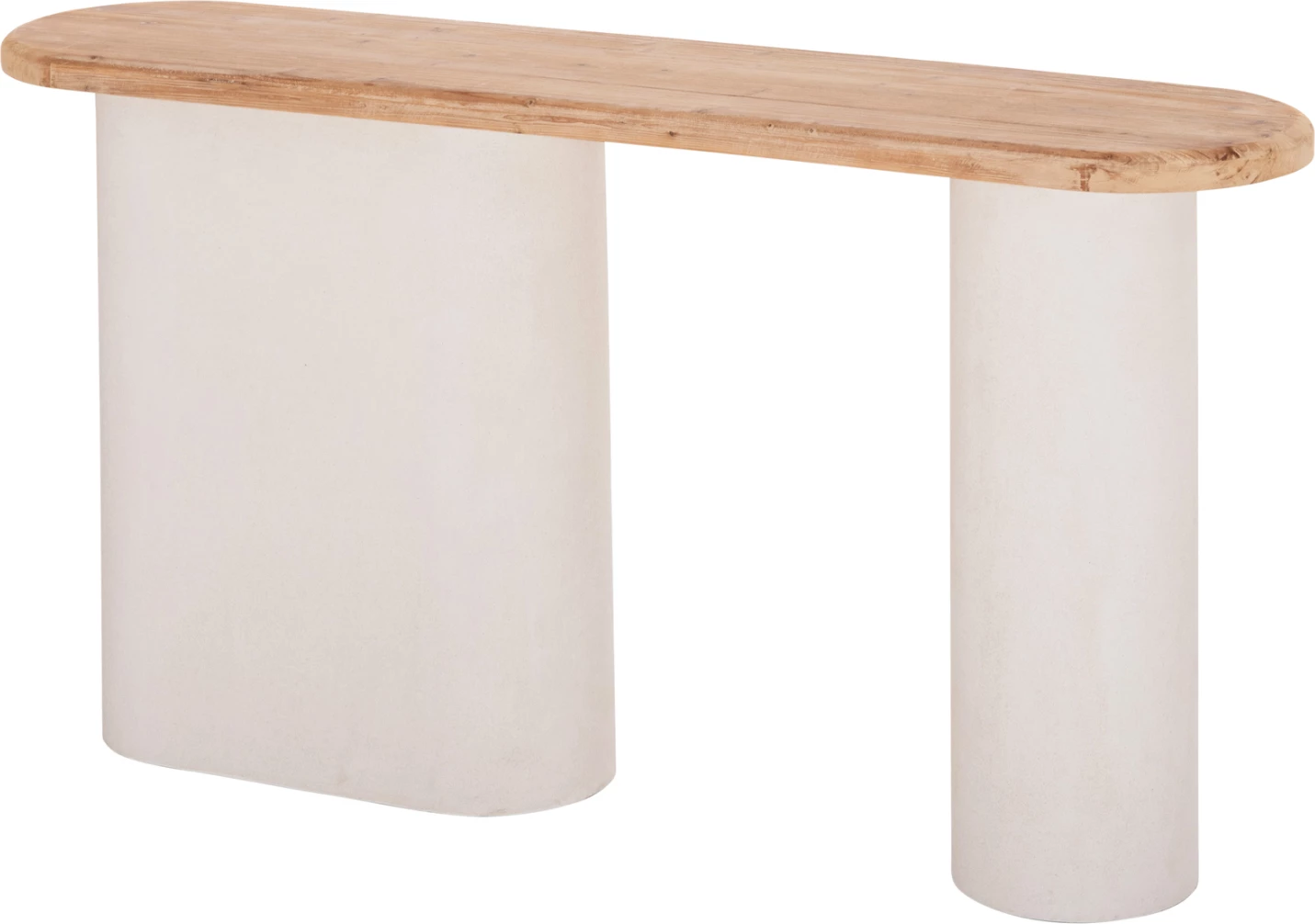 Konsol Santorini, sipërfaqe druri bredhi natyral, bazë MDF off-white, 150x35x82cm
