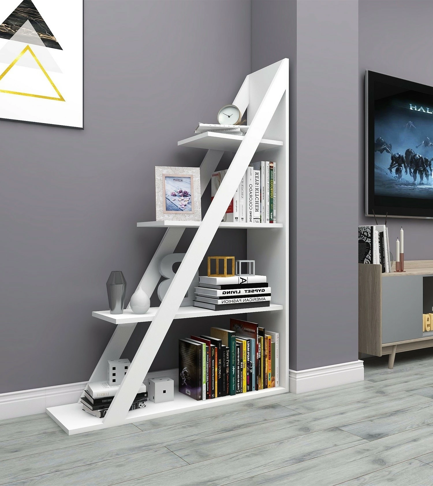 Raft librash Hanah Home, Arven, i bardhë