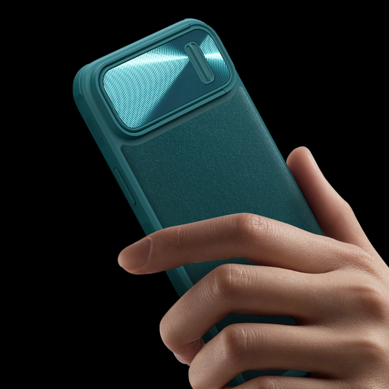 Mbështjellës Nillkin CamShield Leather S Case për iPhone 14 Plus, me kapak kamere, Jeshil