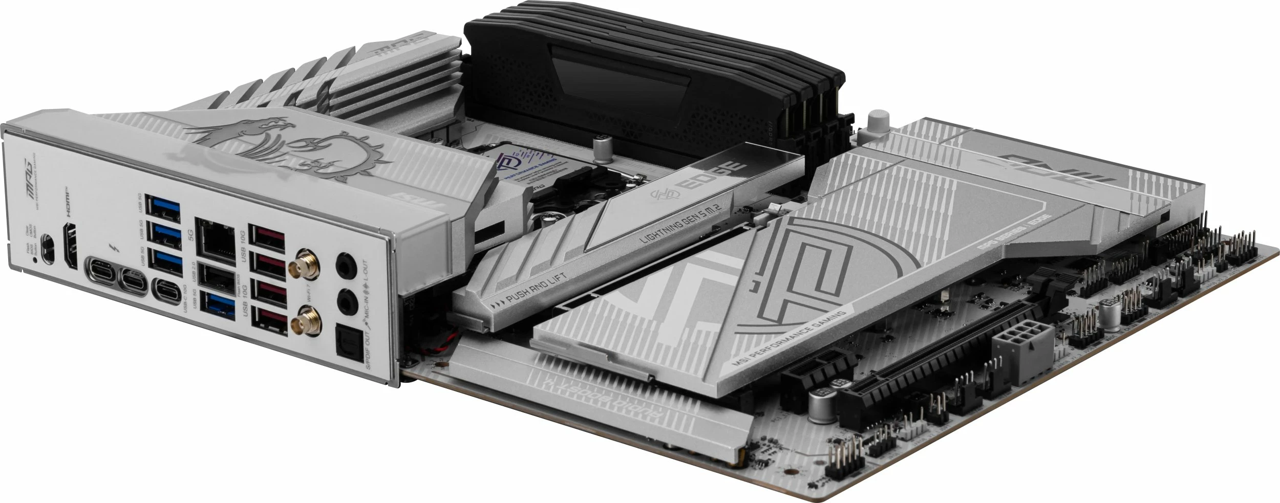Pllakë amë MSI MPG Z890 EDGE TI WIFI, ATX, Intel Z890, LGA1851, DDR5 256GB, Wi‑Fi 7, bardhë/argjendtë