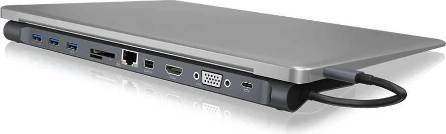 Docking station ICY BOX IB-DK2102-C, USB Type-C, 3x USB 3.0, HDMI, Mini DisplayPort, VGA, Gigabit LAN, 100W, anthracite/black